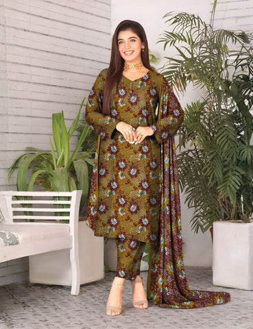 Unstitched Baroque Print Marina 3-Pc 01