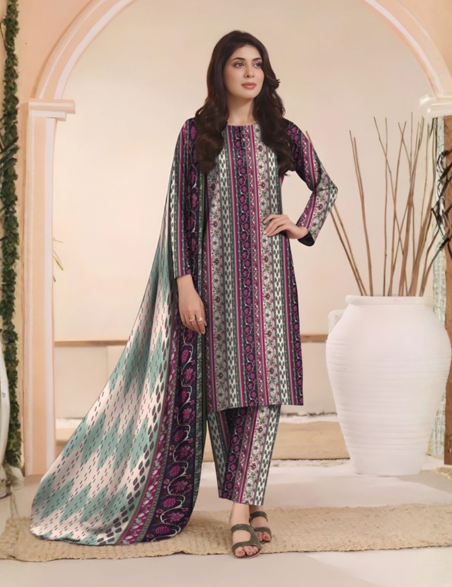 Unstitched Baroque Print Marina 3-Pc 03