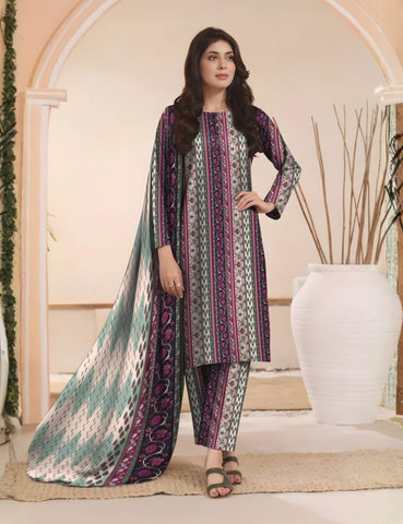 Unstitched Baroque Print Marina 3-Pc 03