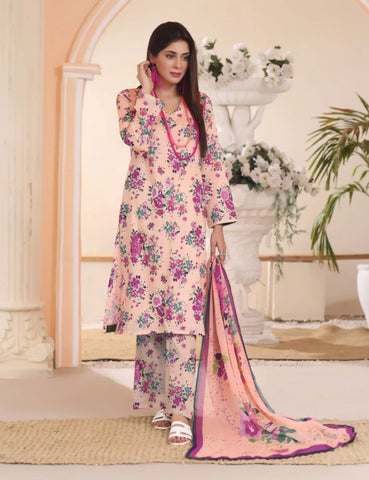 Unstitched Baroque Print Marina 3-Pc 06