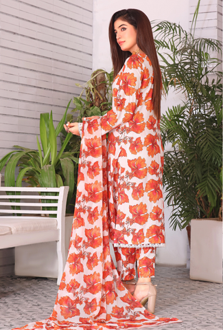 Unstitched Baroque Print Marina 3-Pc 08