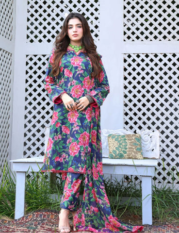 Unstitched Baroque Print Marina 3-Pc 07