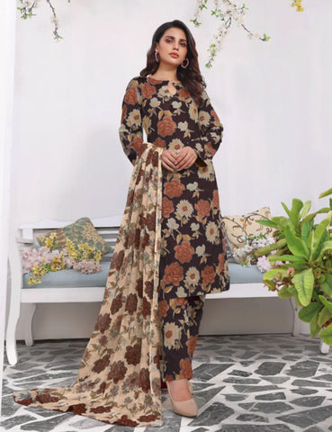 Unstitched Baroque Print Marina 3-Pc 02