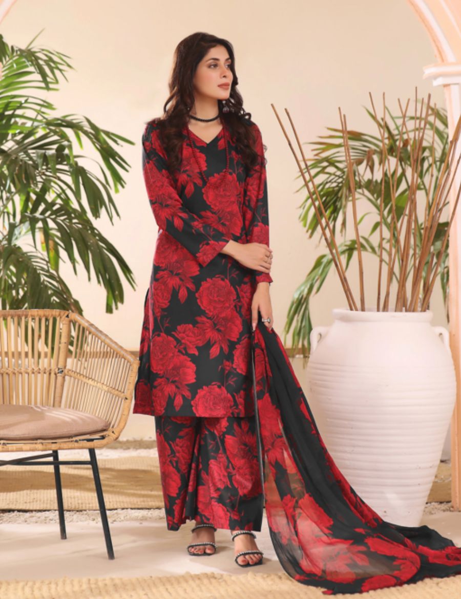 Unstitched Baroque Print Marina 3-Pc 04