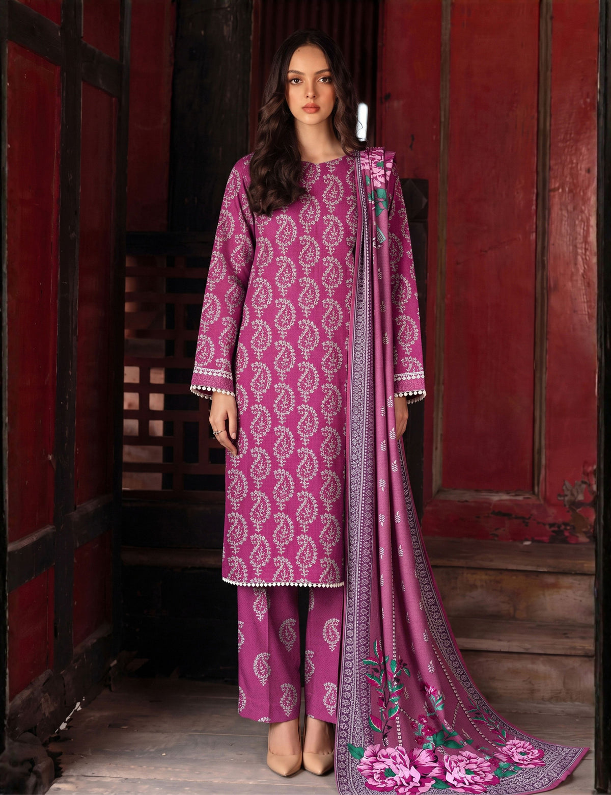 Unstitched C-Print Printed Linen 3 Piece CP-8107