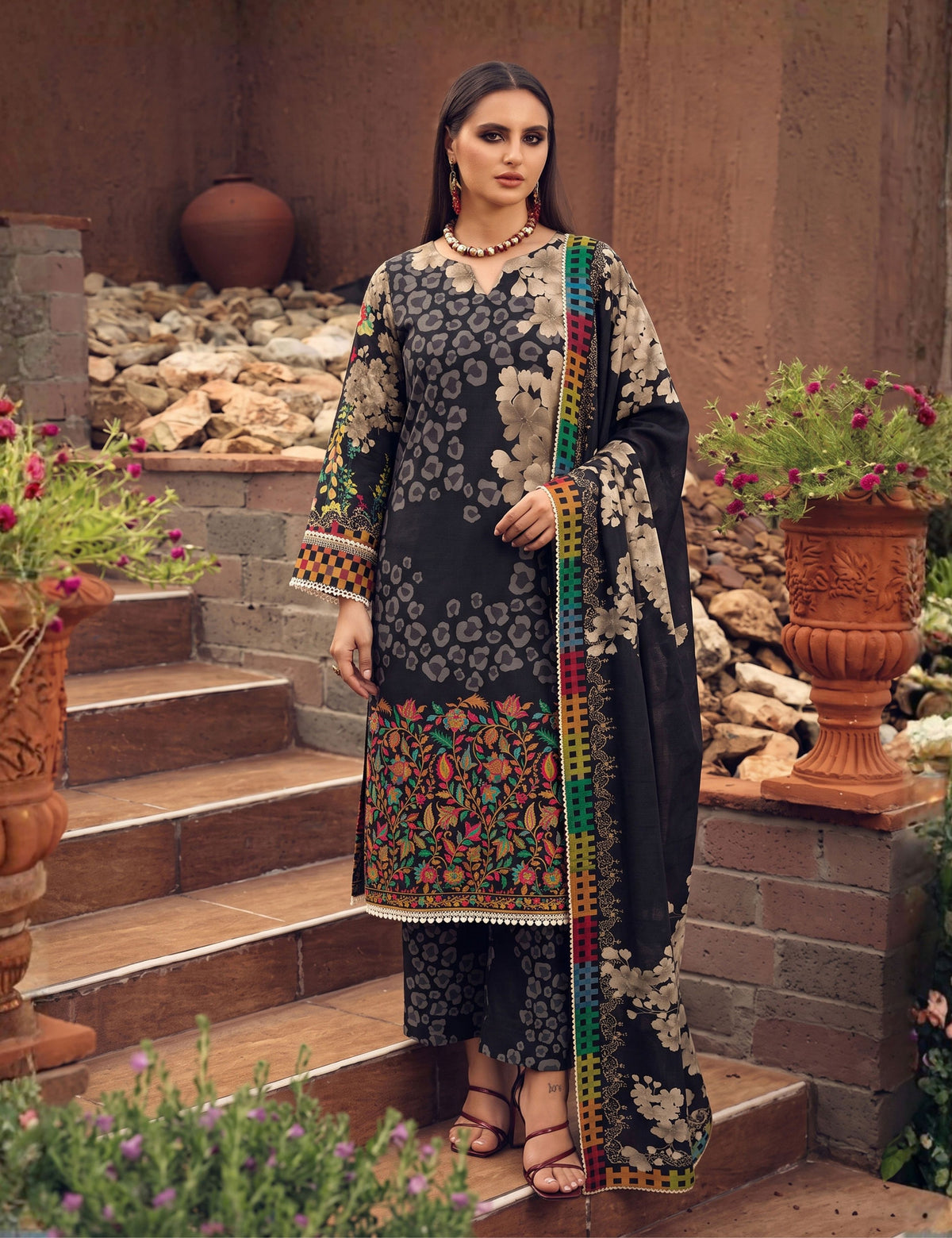 Unstitched C-Print Printed Linen 3 Piece CP-8104