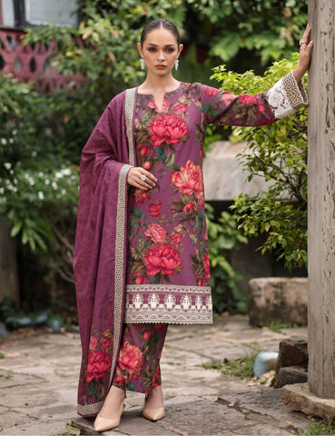 Unstitched C-Print Printed Linen 3 Piece CP-8102