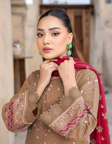 Coral By Cross Stitch Printed Lawn 3PC V-571