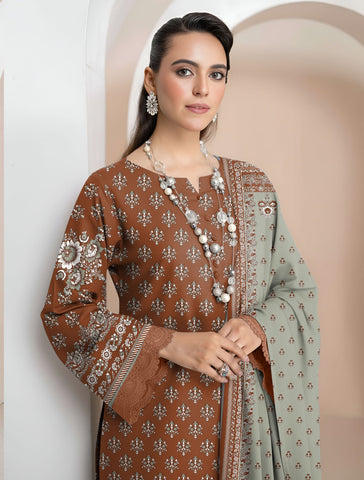 Coral By Cross Stitch Printed Lawn 3PC V-571