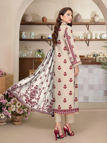 Coral By Cross Stitch Printed Lawn 3PC V-571