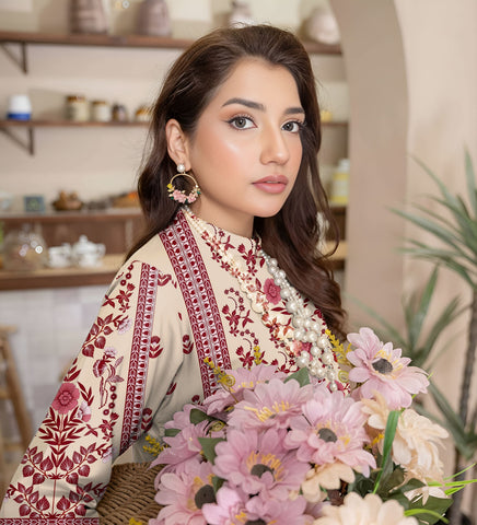 Coral By Cross Stitch Printed Lawn 3PC V-571