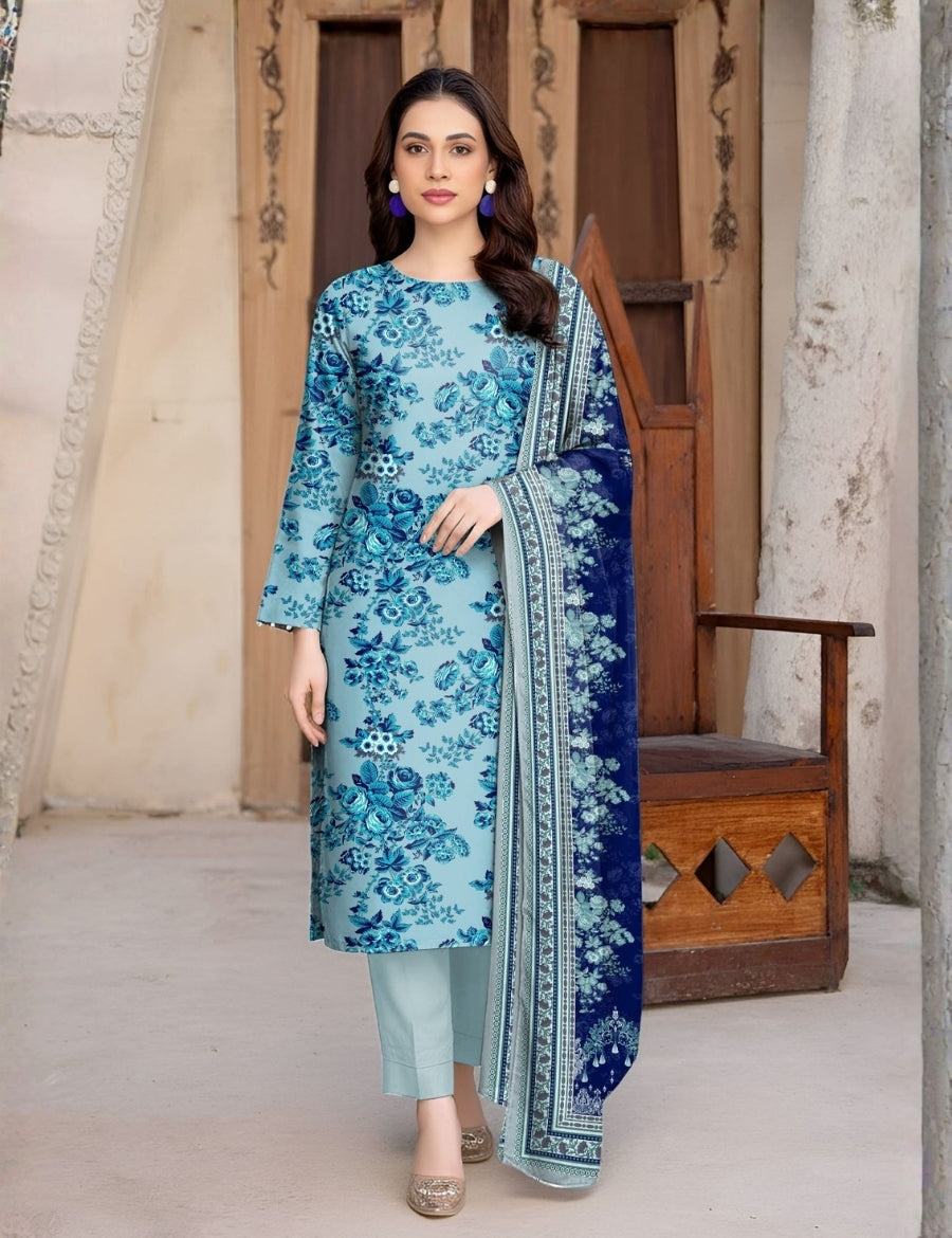 Coral By Cross Stitch Printed Lawn 3PC V-571