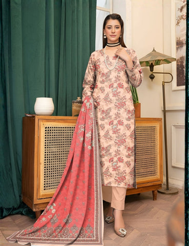 Coral By Cross Stitch Printed Lawn 3PC V-571