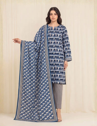 Edenrobe Unstitched Printed Linen 3-Pc 36640