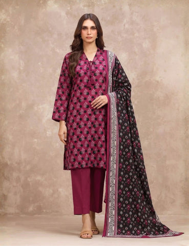Edenrobe Unstitched Printed Linen 3-Pc 36640