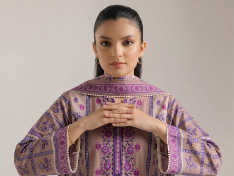 Unstitched Ethnic Printed Linen 3-Pc E-8093