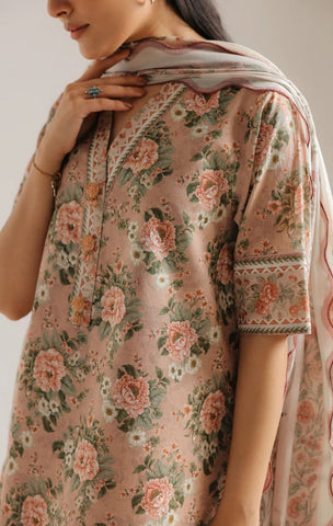 Unstitched Ethnic Printed Linen 3-Pc E-8095