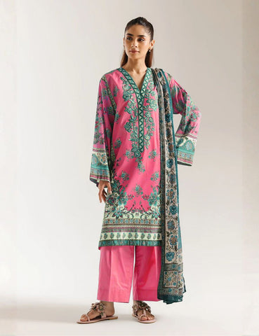 Unstitched Ethnic Printed Linen 3-Pc E-8092