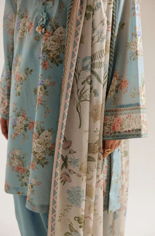 Unstitched Ethnic Printed Linen 3-Pc E-8094