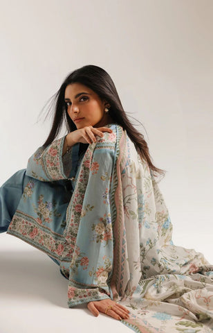 Unstitched Ethnic Printed Linen 3-Pc E-8094