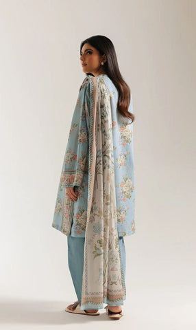 Unstitched Ethnic Printed Linen 3-Pc E-8094