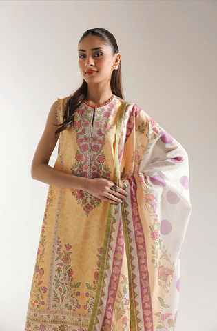 Unstitched Ethnic Printed Linen 3-Pc 06