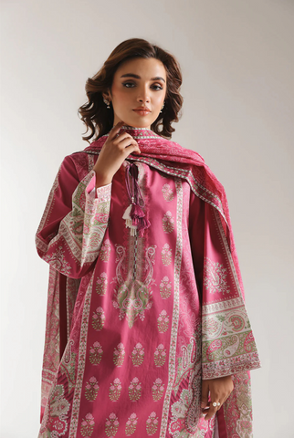 Unstitched Ethnic Printed Linen 3-Pc 07