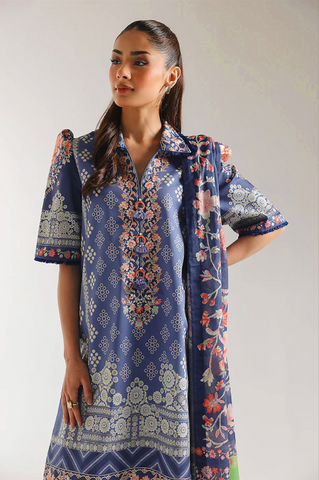 Unstitched Ethnic Printed Linen 3-Pc 05