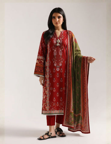 Unstitched Ethnic Printed Linen 3-Pc E-8097