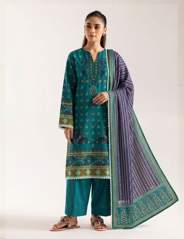 Unstitched Ethnic Printed Linen 3-Pc E-8090