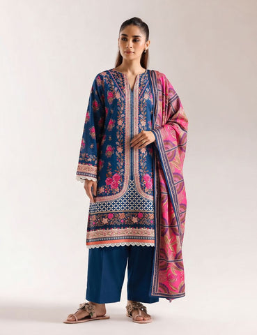 Unstitched Ethnic Printed Linen 3-Pc E-8096