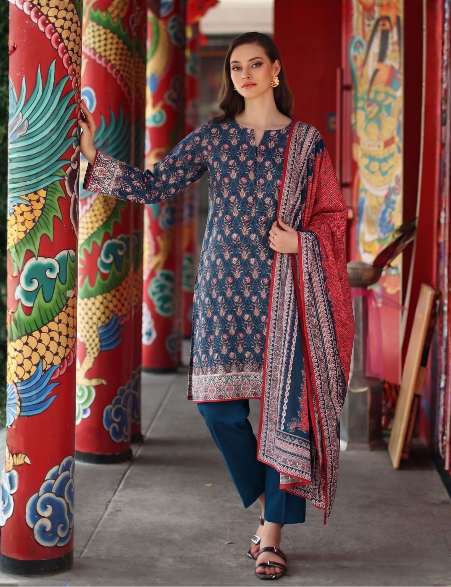 Unstitched Gul Ahmed Printed Khaddar 3-Pc G1