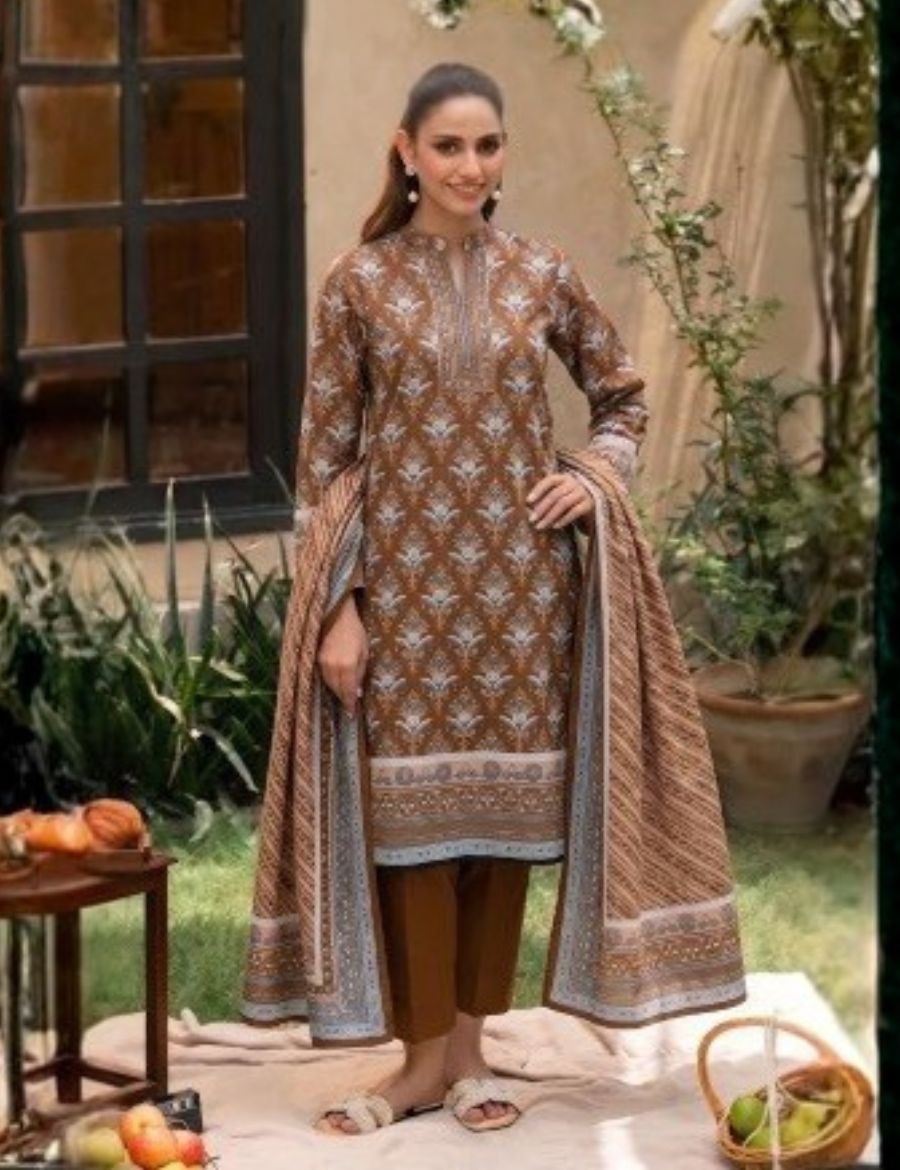Unstitched Gul Ahmed Printed Khaddar 3-Pc G4