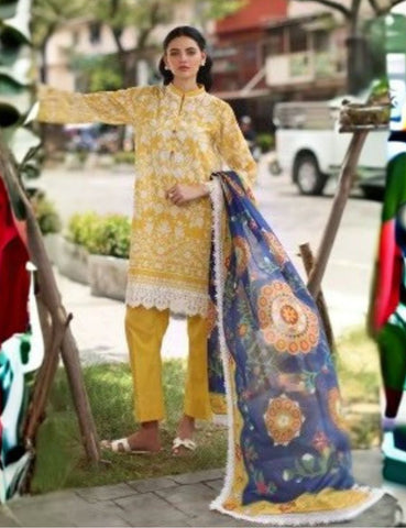 Unstitched Gul Ahmed Printed Khaddar 3-Pc G9