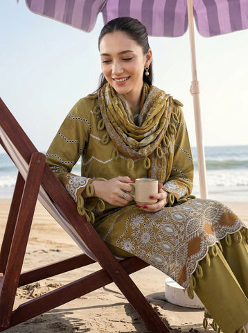 Munarq By Nisha Designer Printed Emb Lawn 3PC V-2614