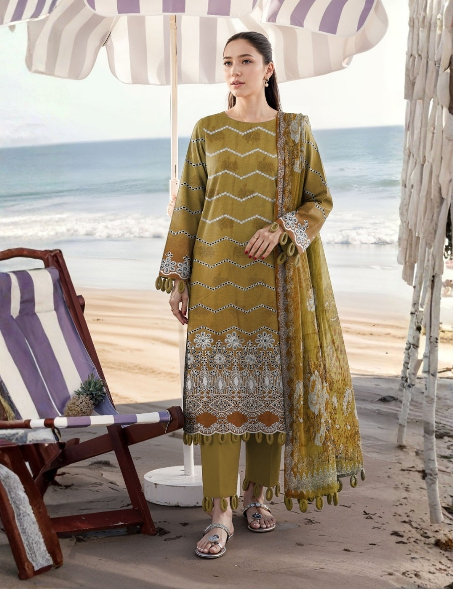Munarq By Nisha Designer Printed Emb Lawn 3PC V-2614