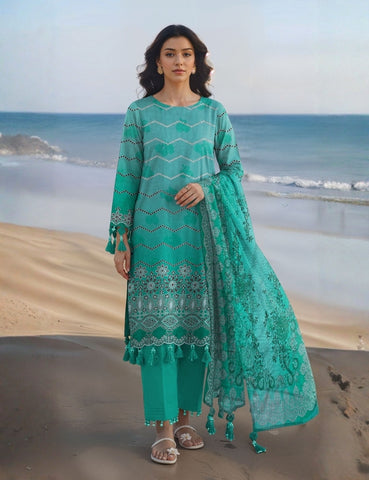 Munarq By Nisha Designer Printed Emb Lawn 3PC V-2614
