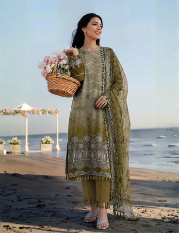 Munarq By Nisha Designer Printed Emb Lawn 3PC V-2614