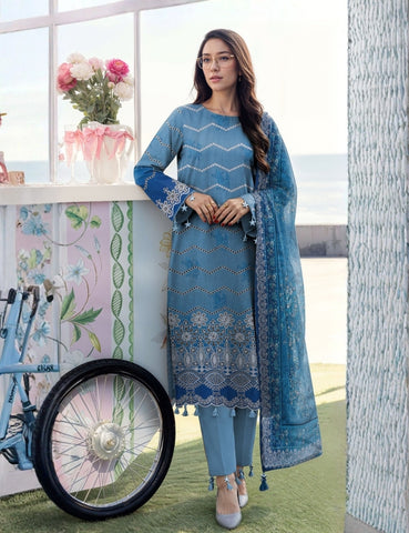 Munarq By Nisha Designer Printed Emb Lawn 3PC V-2614