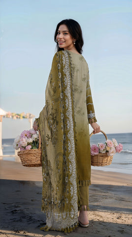 Munarq By Nisha Designer Printed Emb Lawn 3PC V-2614
