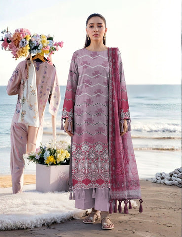 Munarq By Nisha Designer Printed Emb Lawn 3PC V-2614