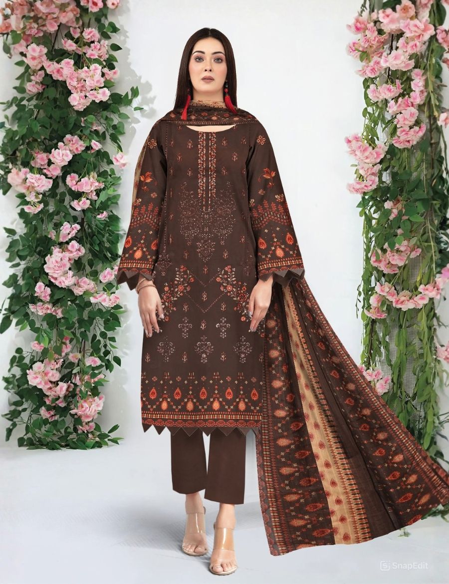 Unstitched Munarq By Nisha Designer Emb Linen 3-Pc M-137