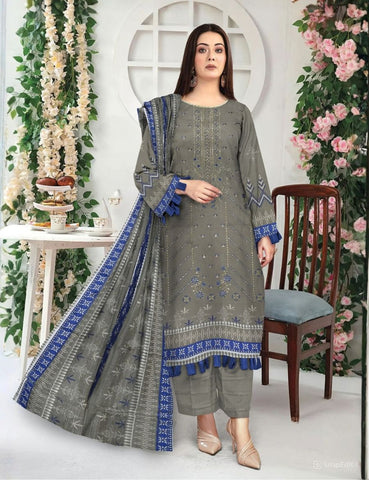 Unstitched Munarq By Nisha Designer Emb Linen 3-Pc M-135