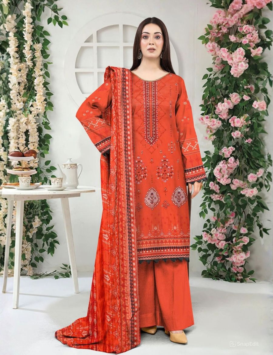 Unstitched Munarq By Nisha Designer Emb Linen 3-Pc M-138