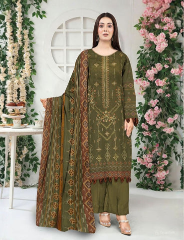 Unstitched Munarq By Nisha Designer Emb Linen 3-Pc M-136