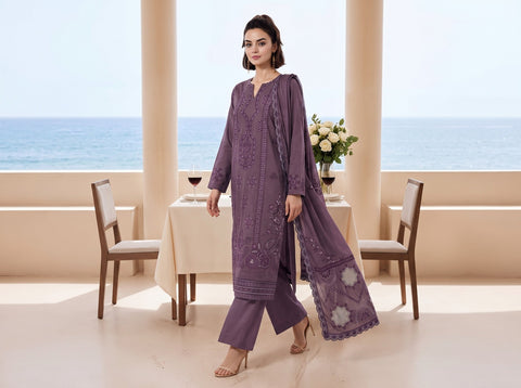 Munarq By Nisha Designer EMB Vintex Peach 26306