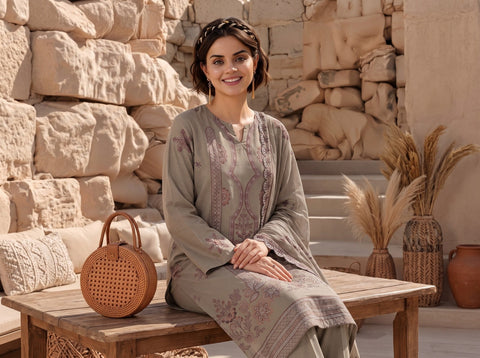 Munarq By Nisha Designer EMB Vintex Peach 26302