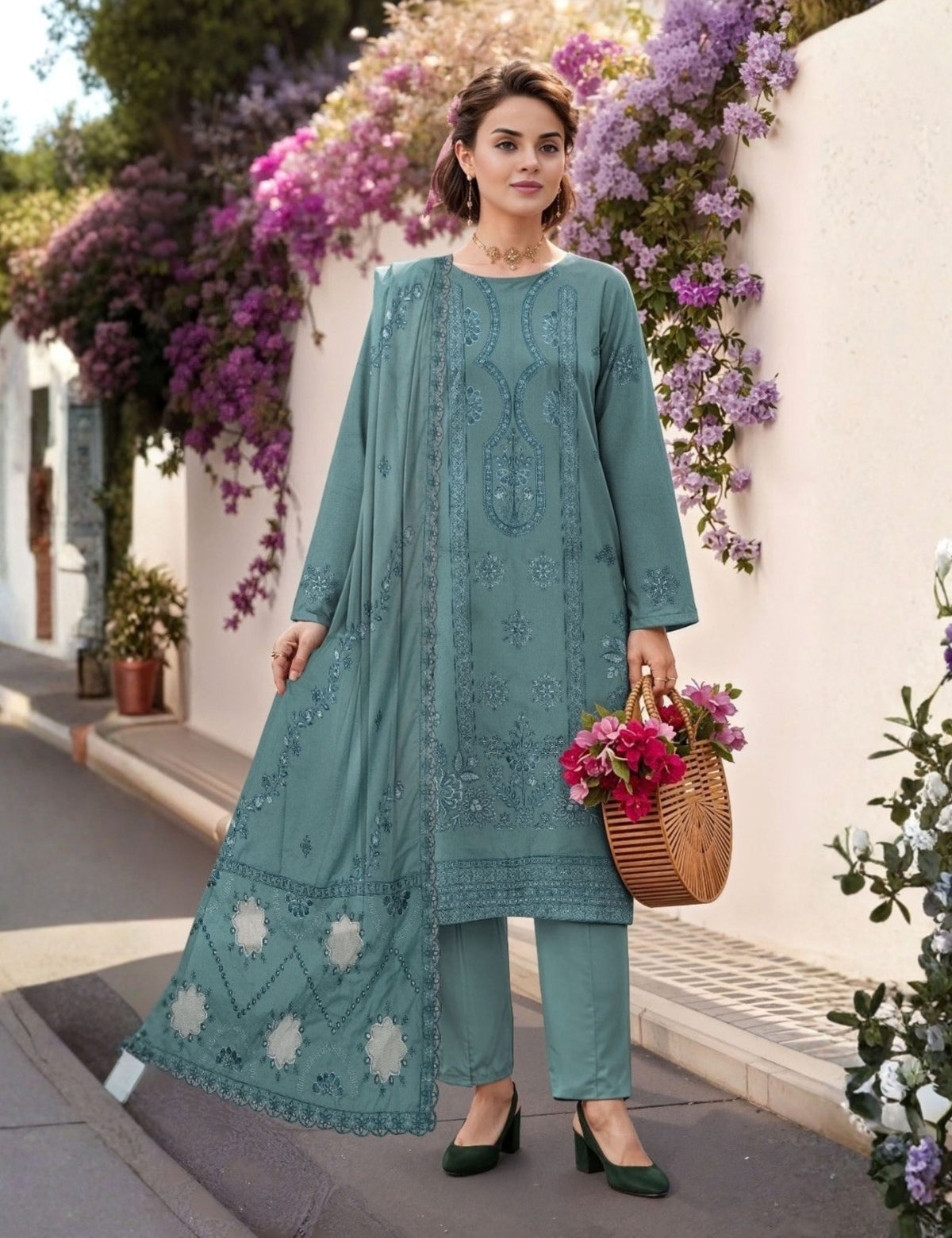 Munarq By Nisha Designer EMB Vintex Peach 26303