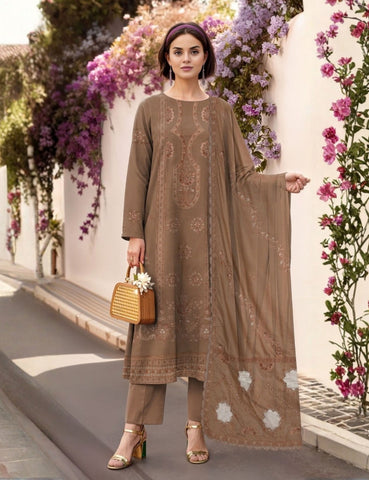 Munarq By Nisha Designer EMB Vintex Peach 26304