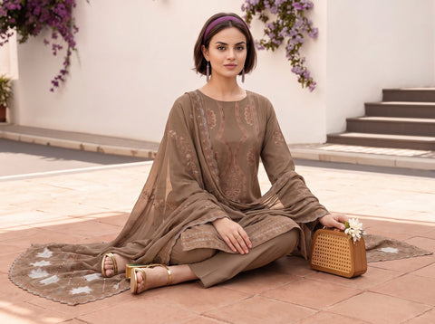 Munarq By Nisha Designer EMB Vintex Peach 26304